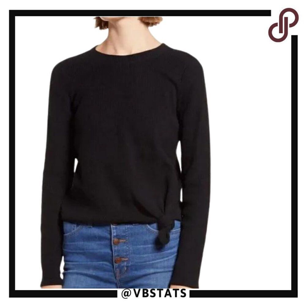 MADEWELL Elwood Knot Front Top In‎ True Black Size Medium